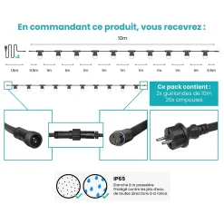 Kit Guirlande Guinguette 20m IP 65 Blanche