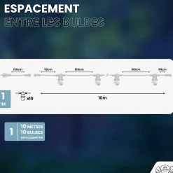 Kit Guirlande Guinguette 30m IP65 Câble Blanc Bulbes Blancs