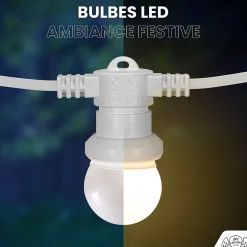 Kit Guirlande Guinguette 30m IP65 Câble Blanc Bulbes Blancs