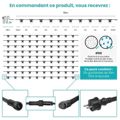 Kit Guirlande Guinguette 100m IP 65 Blanche