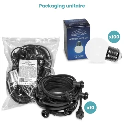 Kit Guirlande Guinguette 100m IP 65 Blanche