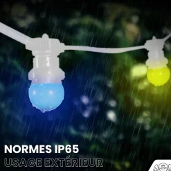 Kit Guirlande Guinguette 100m IP 65 Cable Blanc Multicolore