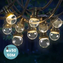 Kit Guirlande Guinguette 50m IP 65 Transparent Dimmable