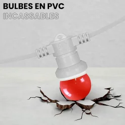 Kit Guirlande Guinguette 50m IP 65 Multicolore Cable Blanc