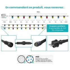 Kit Guirlande Guinguette 30m IP 65 Multicolore