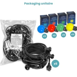 Kit Guirlande Guinguette 50m IP 65 Multicolore