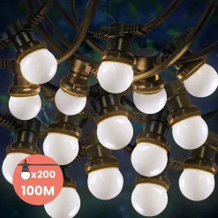 Kit Guirlande Guinguette IP65 100M 200 Bulbes Blancs