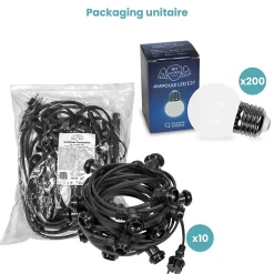 Kit Guirlande Guinguette IP65 100M 200 Bulbes Blancs