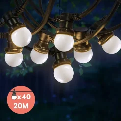 Kit Guirlande Guinguette IP65 20M 40 Bulbes Blancs