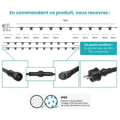 Kit Guirlande Guinguette 30M 60 Bulbes Blanc IP65