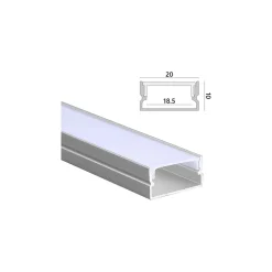 Kit Profilé Linéaire en Aluminium pour bande LED 220V avec couvercle opaque 2m, 4 capuchons et 4 supports