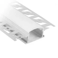 Kit profilé plat à niveler sur plaque de plâtre 2m avec revêtement satiné et 2 capuchons