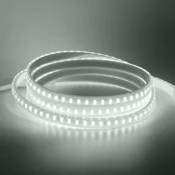 Kit Ruban LED 220v 10M blanc froid 6000K étanche IP65 avec fixations fournies, intérieur et extérieur