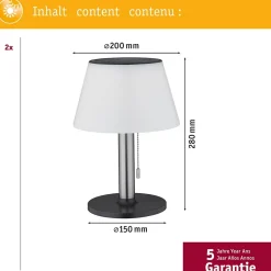 Kit Solar Lampe à poser LED Lillesol Kit de 2 IP44 3000K 2x45lm Acier inoxydable