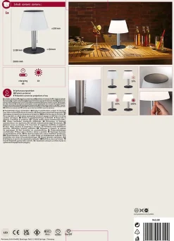 Kit Solar Lampe à poser LED Lillesol Kit de 2 IP44 3000K 2x45lm Acier inoxydable