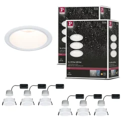 Kit Spot encastré LED Cole Coin Kit de 6 IP44 88mm Coin 6x6W 6x470lm 230V gradable 2700K Blanc dépoli