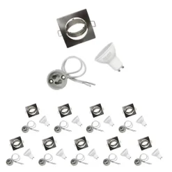 Kit Spot LED - SILUMEN - GU10 - 6W - Blanc Froid 6000K - Pack de 10 ampoules