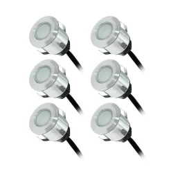 Kit Spot LED Terrasse - 6x0,6W - 12V - 4000K - Rond - IP67 - Aluminium