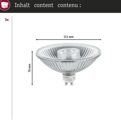 Kit Standard 230 V Réflecteur LED QPAR111 GU10 3x350lm 3x4W 2700K Alu