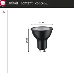 Kit Standard 230 V Réflecteur LED GU10 Kit de 3 3x460lm 3x7W 2700K gradable Noir mat