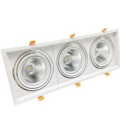 Kit Support Triple AR111 Encastrable Orientable avec 3 Ampoules LED 20W - Blanc Chaud 2300k - 3500k - SILUMEN