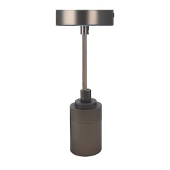 Kit Suspension E27 "Gun Métal" 15m - Câble Textile et Cache Douille Métal - Gamme "Elégance Luxe"
