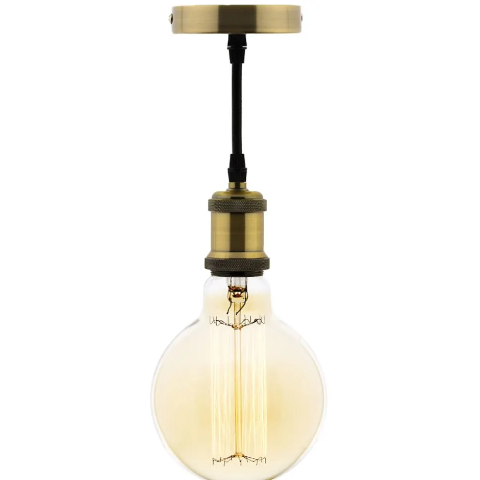 Kit suspension vintage avec câble textile et ampoule filament carbone Petit globe - Zenitech
