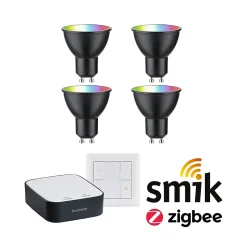 Kits de démarrage Zigbee 3.0 Smart Home smik Gateway + Réflecteur LED GU10 RGBW + Interrupteur