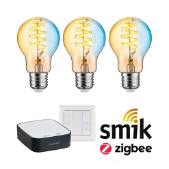 Kits de démarrage Zigbee 3.0 Ampoule LED Filament E27 Tunable White + Gateway smik + Interrupteur