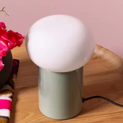 KNUT Lampe à poser vert/blanc verre/métal -E27 25W - ampoule non incluse