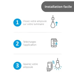 KOZii - Ampoule LED connectée KOZii, éclairage blancs + couleurs, E27 A60 Opaque 9W - KE806GRVBCCT