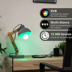 KOZii - Ampoule LED connectée KOZii, éclairage blancs + couleurs, E27 A60 Opaque 9W - KE806GRVBCCT