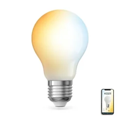 KOZii - Ampoule LED connectée KOZii, éclairage multi-blancs, Filament, E27 A60 Opaque 7W cons., - KRFE806GOCCT