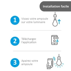 KOZii - Ampoule LED connectée KOZii, éclairage multi-blancs, Filament, E27 A60 Opaque 7W cons., - KRFE806GOCCT