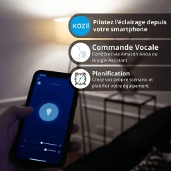 KOZii - Ampoule LED connectée KOZii, éclairage multi-blancs, Filament, E27 A60 Opaque 7W cons., - KRFE806GOCCT