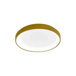 Krizia - Plafonnier LED dimmable 30W 3000K - Lumière chaude 2600lm, diffuseur opale, cadre doré, d.27 cm, design moderne