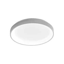 Krizia - Plafonnier LED moderne dimmable 30W - Lumière naturelle 4000K, 2700lm, diffuseur opale, aluminium blanc satiné, d.25 cm