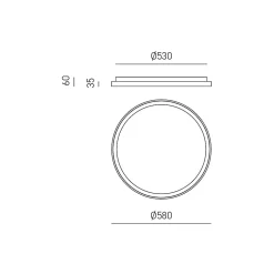 Krizia - Plafonnier LED moderne dimmable 50W - 4100lm, lumière chaude 3000K, aluminium noir, diffuseur opale, d.45 cm