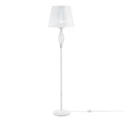 Lampadaire - Grace - Blanc avec or - 1 lumière - E14 - 165 cm - Cristal