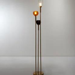 Lampadaire - Home Deco Factory - Tripod Verre Fumé - Art Deco - Multicolore - H150 X L32 X P25 Cm