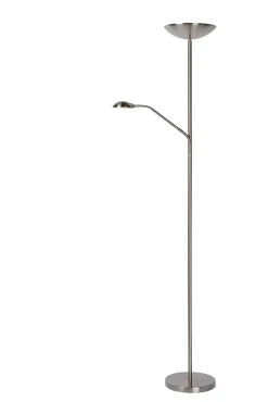 Lampadaire / lampe de lecture ZENITH en métal avec LED intégré - Chrome Dépoli - Lucide