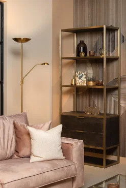 Lampadaire / lampe de lecture ZENITH en métal avec LED intégré - Or Mat / Laiton - Lucide