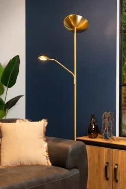Lampadaire / lampe de lecture ZENITH en métal avec LED intégré - Or Mat / Laiton - Lucide