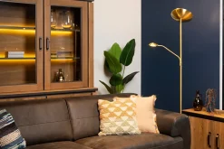 Lampadaire / lampe de lecture ZENITH en métal avec LED intégré - Or Mat / Laiton - Lucide