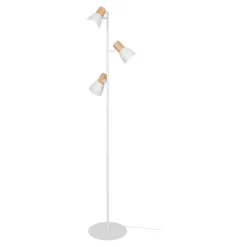 Lampadaire 3 lampes bois et métal blanc Cornflower H.156 x Ø28cm E27 25W GoodHome