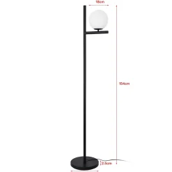 Lampadaire Aberdaron E27 hauteur 154 cm noir blanc lux.pro