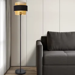 Lampadaire Albans E27 160 x 30 cm noir doré lux.pro