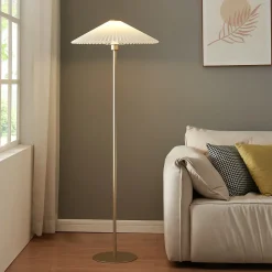 Lampadaire Appledore E27 métal 147 cm or / blanc lux.pro