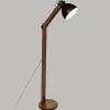 Lampadaire arc Cuba noir - métal & bois H158 cm - Atmosphera