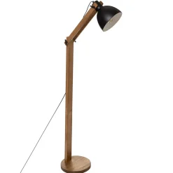 Lampadaire arc Cuba noir - métal & bois H158 cm - Atmosphera